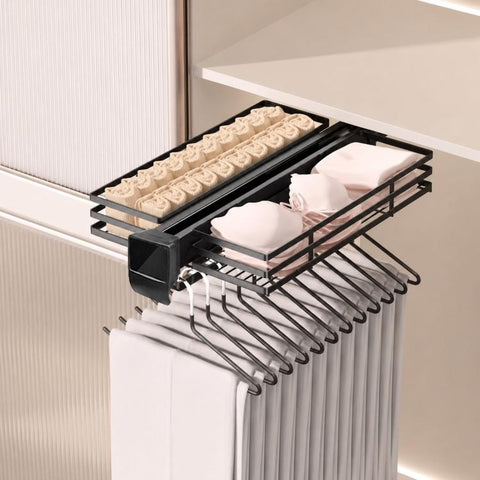 Pull Out Closet Pants Rack Organizer Slide Out Wardrobe Storage Basket, 41cm, 46cm, 51cm, 56cm, Cushioned 41cm, Cushioned 46cm, Cushioned 51cm, Cushioned 56cm