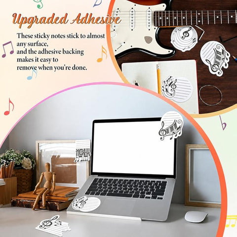 Music Theme Sticky Notes Set Novelty Musical Notes Treble Clef Memo Pads, 10 In 1, 8 In 1