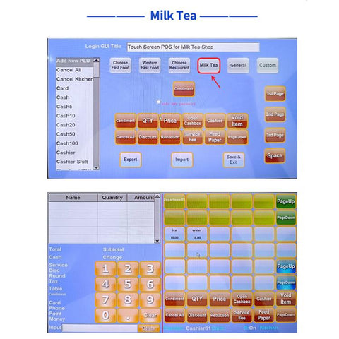 Yokoscan T5 MINI Dual Touch Screen All-In-One Cash Register For Milk Tea Shops Supermarkets, US Plug, UK Plug, EU Plug, AU Plug