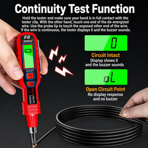 Induction Acoustic-Optic Alarm Voltage Tester Pen Digital Display Voltage Detector For Household Use, CZDANG F8