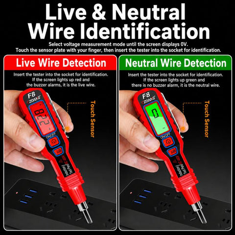 Induction Acoustic-Optic Alarm Voltage Tester Pen Digital Display Voltage Detector For Household Use, CZDANG F8