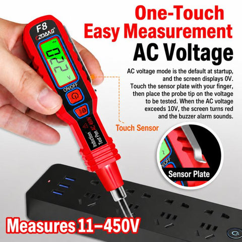 Induction Acoustic-Optic Alarm Voltage Tester Pen Digital Display Voltage Detector For Household Use, CZDANG F8