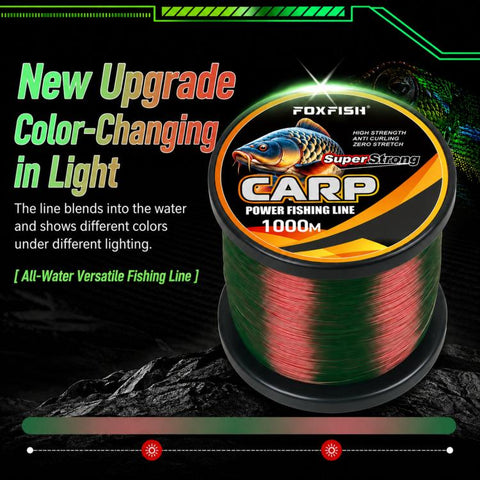 FOXFISH 1000m Color Changing Nylon Fishing Line Wear Resistant Soft Invisible & High Tensile Strength, 3.0#, 3.5#, 4.0#, 4.5#, 5.0#, 6.0#, 7.0#, 8.0#, 9.0#, 10#, 12#