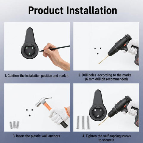 EV Charger Holder Wall Mount Compact Electric Vehicle Charger Holster Dock & Cable Hook, SAE J1772 US Standard, Type 2 EU Standard