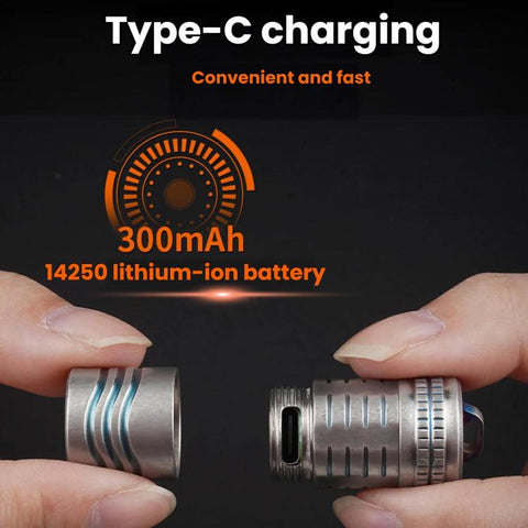 Mini Titanium Alloy High-Power Portable Rechargeable LED Flashlight Keychain