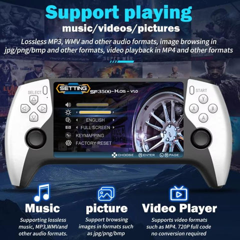 SF3500 Retro Handheld Game Console 5-Inch IPS Sceen with FHD HDMI Output & Keymapping, SF3500