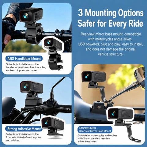 D8 Motorcycle Dash Cam IPX5 Waterproof Bicycle 2K Camera With WiFi App Control