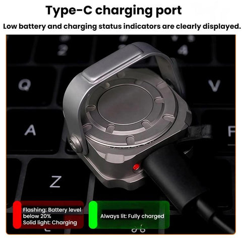 Mini Square Titanium Alloy EDC Flashlight Magnetic Type-C Rechargeable Portable Keychain