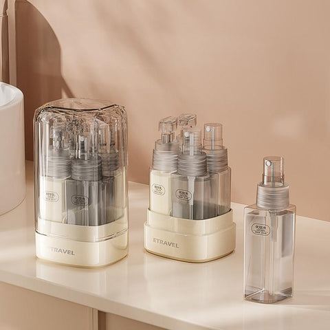 ETRAVEL 4-in-1 Travel Bottle Set Toiletry Dispenser Kit with 2 Lotion Pumps & 2 Fine Mist Sprays