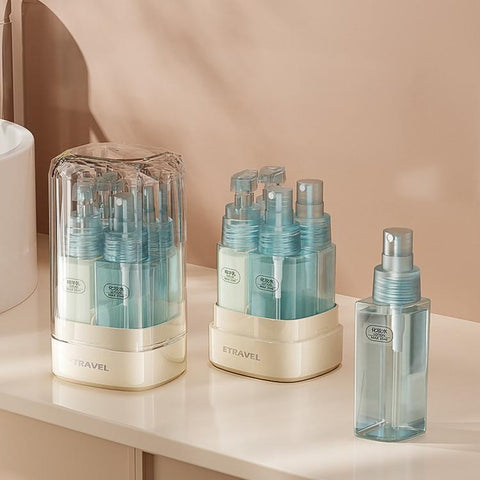 ETRAVEL 4-in-1 Travel Bottle Set Toiletry Dispenser Kit with 2 Lotion Pumps & 2 Fine Mist Sprays