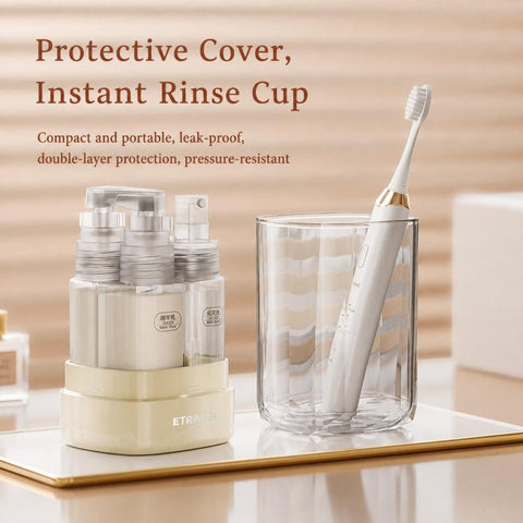 ETRAVEL 4-in-1 Travel Bottle Set Toiletry Dispenser Kit with 2 Lotion Pumps & 2 Fine Mist Sprays