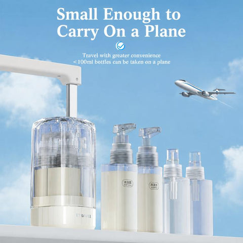 ETRAVEL 4-in-1 Travel Bottle Set Toiletry Dispenser Kit with 2 Lotion Pumps & 2 Fine Mist Sprays
