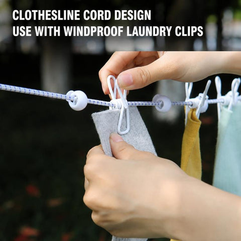 1.8m Portable Travel Clothesline Non-Slip Elastic Laundry Rope With 12 Clips