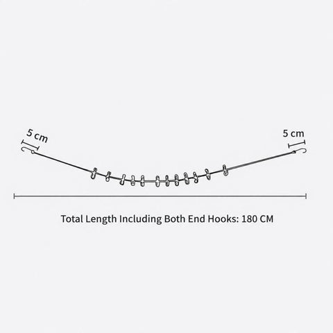 1.8m Portable Travel Clothesline Non-Slip Elastic Laundry Rope With 12 Clips