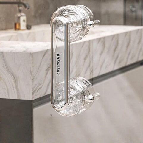 Vacuum Suction Cup Door Handle Drill-Free Removable Glass Door Pull Knob Slide Door Handle Bar, Small Clear, Small Clear Grey, Large Clear, Large Clear Grey