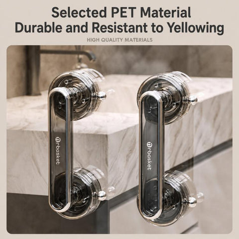 Vacuum Suction Cup Door Handle Drill-Free Removable Glass Door Pull Knob Slide Door Handle Bar, Small Clear, Small Clear Grey, Large Clear, Large Clear Grey
