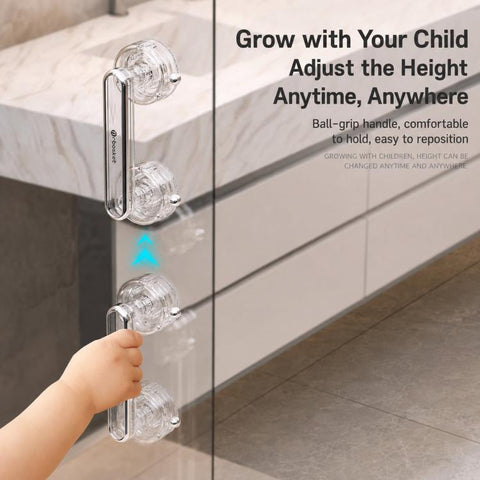 Vacuum Suction Cup Door Handle Drill-Free Removable Glass Door Pull Knob Slide Door Handle Bar, Small Clear, Small Clear Grey, Large Clear, Large Clear Grey