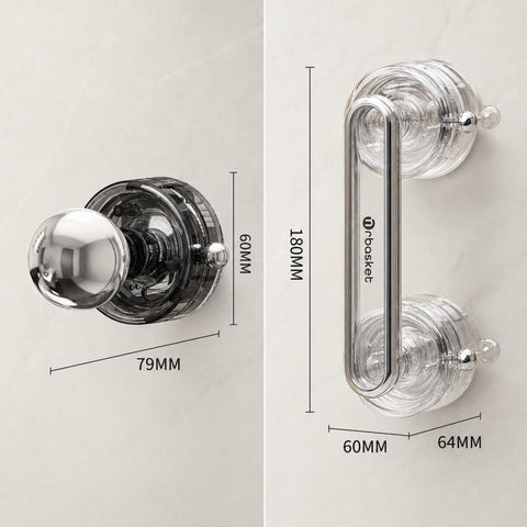 Vacuum Suction Cup Door Handle Drill-Free Removable Glass Door Pull Knob Slide Door Handle Bar, Small Clear, Small Clear Grey, Large Clear, Large Clear Grey