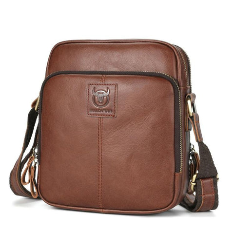 BULL CAPTAIN Genuine Leather Crossbody Bag for Men Vintage Multi-Pocket Messenger Bag