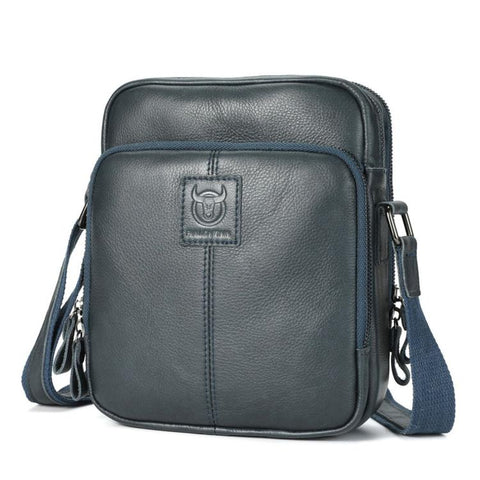 BULL CAPTAIN Genuine Leather Crossbody Bag for Men Vintage Multi-Pocket Messenger Bag