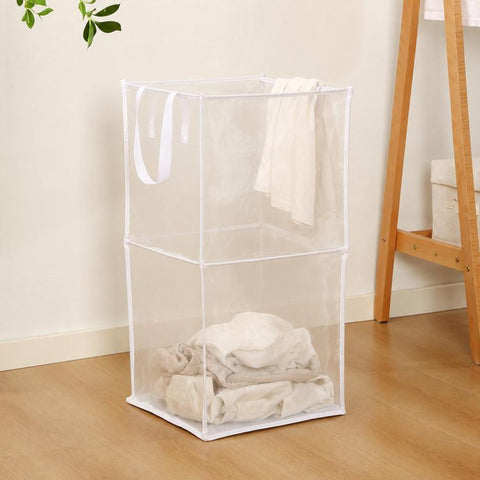 Collapsible Mesh Laundry Hamper Portable Clothes Storage Basket With Handles, Single Layer Black, Single Layer White, Single Layer Gray, Double Layer Black, Double Layer White
