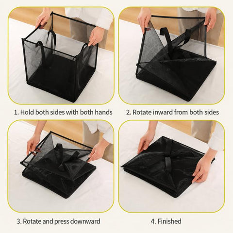 Collapsible Mesh Laundry Hamper Portable Clothes Storage Basket With Handles, Single Layer Black, Single Layer White, Single Layer Gray, Double Layer Black, Double Layer White