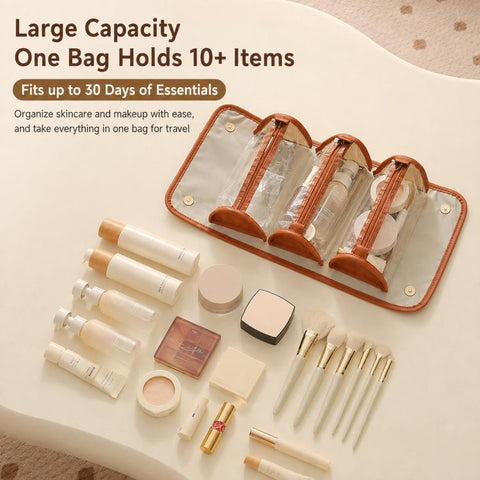 4 In 1 Roll Up Makeup Bag Detachable Clear Toiletry Organizer Waterproof Cosmetic Travel Case