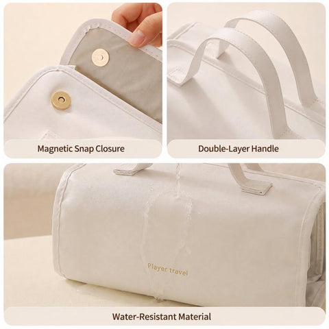 4 In 1 Roll Up Makeup Bag Detachable Clear Toiletry Organizer Waterproof Cosmetic Travel Case
