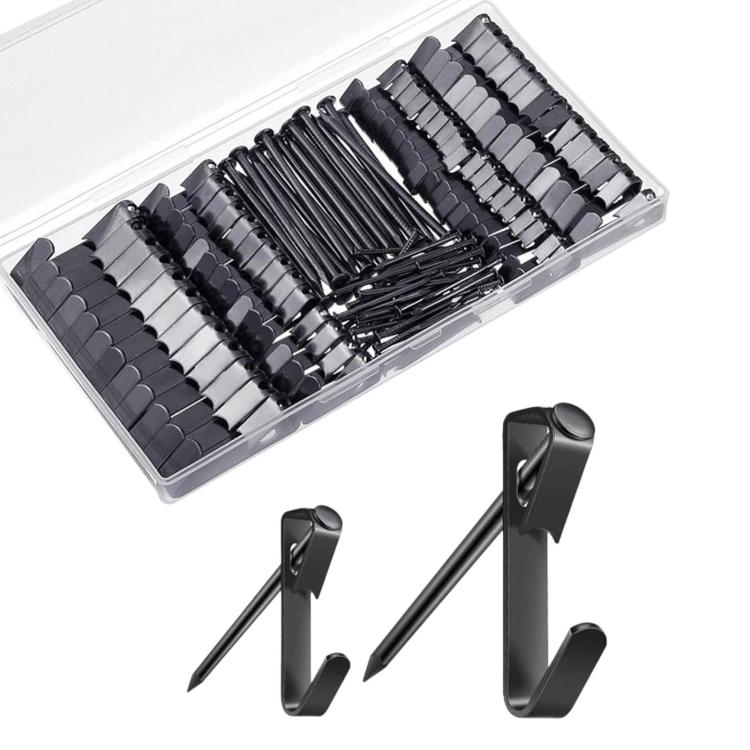 Picture Frame & Key Hanging Hook Set With Nails, Black