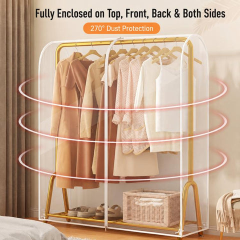 Clear Garment Rack Cover Waterproof Clothes Dust Protector Hanging Clothes Zipper Closure, 60x50x150cm Transparent, 90x50x150cm Transparent, 100x50x150cm Transparent, 110x50x150cm Transparent, 120x50x150cm Transparent, 130x50x150cm Transparent         ...