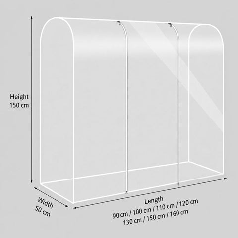 Clear Garment Rack Cover Waterproof Clothes Dust Protector Hanging Clothes Zipper Closure, 60x50x150cm Transparent, 90x50x150cm Transparent, 100x50x150cm Transparent, 110x50x150cm Transparent, 120x50x150cm Transparent, 130x50x150cm Transparent         ...