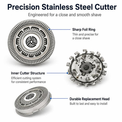 SH90 Replacement Blades Set For Philips Norelco Series 9000 S9011 RQ12 Foil Cutters with Brush, SH90 3pcs Blade