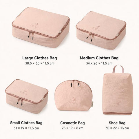 5 Piece Travel Packing Cubes Set Lightweight Water-Resistant Luggage Organizer Bags for 26 Inch Suitcases