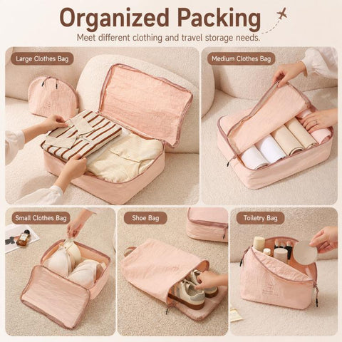 5 Piece Travel Packing Cubes Set Lightweight Water-Resistant Luggage Organizer Bags for 26 Inch Suitcases