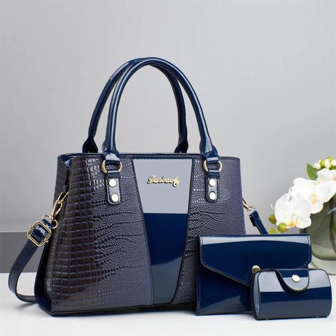 3pcs /Set Crocodile-Patterned Tote Shoulder Bag