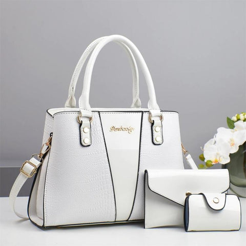 3pcs /Set Crocodile-Patterned Tote Shoulder Bag