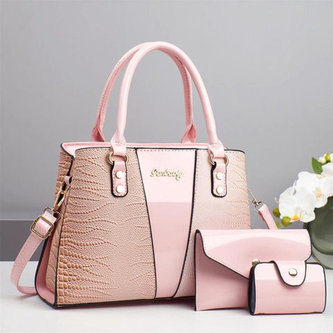3pcs /Set Crocodile-Patterned Tote Shoulder Bag