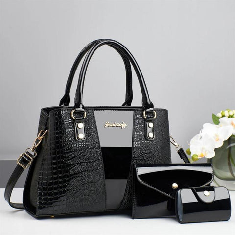 3pcs /Set Crocodile-Patterned Tote Shoulder Bag