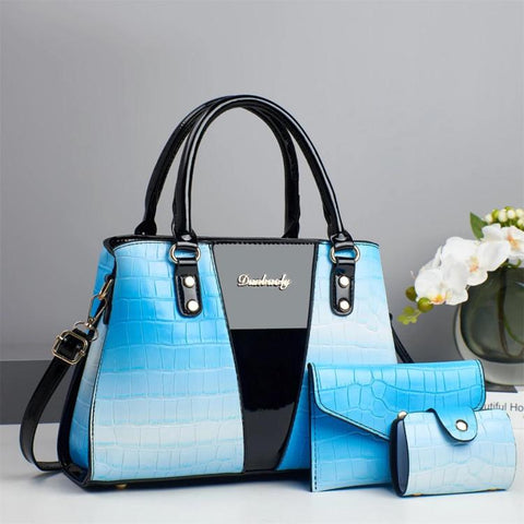 3pcs /Set Crocodile Pattern Color-Changing Large Capacity Shoulder/Handbag