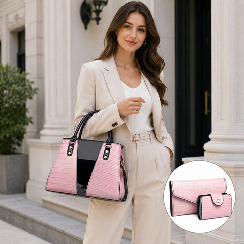 3pcs /Set Crocodile Pattern Color-Changing Large Capacity Shoulder/Handbag