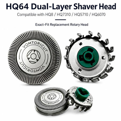 HQ64 Dual Track Replacement Shaver Head For Philips Norelco HQ8 / HQ7310 / HQ5710 / HQ6070, Dual-blade