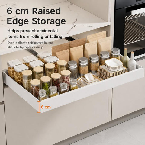 Expandable Pull Out Cabinet Organizer Adhesive Slide Out Drawer For Kitchen Under Sink, White Large, White Small, Black Large, Black Small, Gray Large, Gray Small