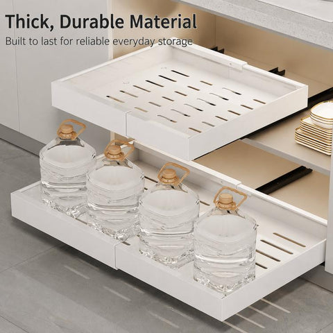 Expandable Pull Out Cabinet Organizer Adhesive Slide Out Drawer For Kitchen Under Sink, White Large, White Small, Black Large, Black Small, Gray Large, Gray Small