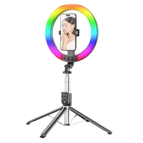 2.3m Floor Stand Selfie Stick With Live Streaming Fill Light For Cell Phone, 3-Color Stainless Steel Tube, RGB Stainless Steel Tube, 3-Color Aluminum Alloy Tube, RGB Aluminum Alloy Tube