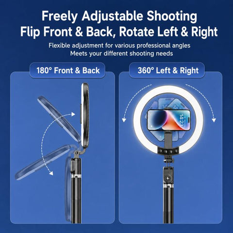 2.3m Floor Stand Selfie Stick With Live Streaming Fill Light For Cell Phone, 3-Color Stainless Steel Tube, RGB Stainless Steel Tube, 3-Color Aluminum Alloy Tube, RGB Aluminum Alloy Tube