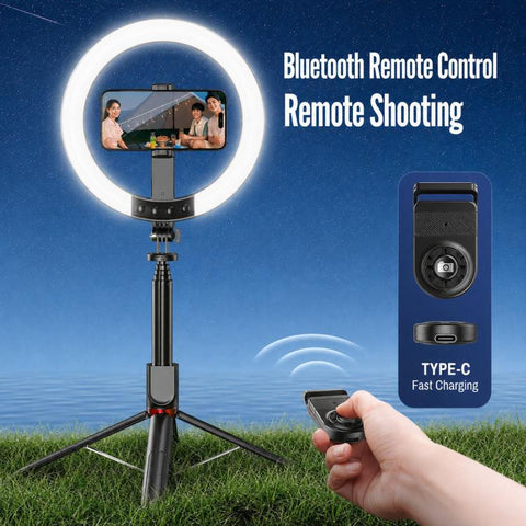 2.3m Floor Stand Selfie Stick With Live Streaming Fill Light For Cell Phone, 3-Color Stainless Steel Tube, RGB Stainless Steel Tube, 3-Color Aluminum Alloy Tube, RGB Aluminum Alloy Tube