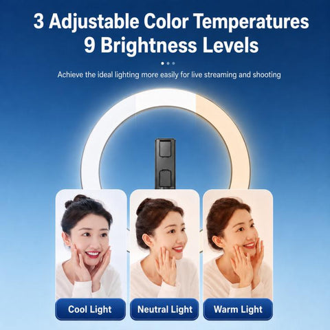 2.3m Floor Stand Selfie Stick With Live Streaming Fill Light For Cell Phone, 3-Color Stainless Steel Tube, RGB Stainless Steel Tube, 3-Color Aluminum Alloy Tube, RGB Aluminum Alloy Tube