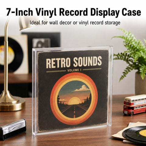 7 inch Vinyl Record Frame Clear Acrylic Wall Mount Storage Box Display Shelf Holder, 7 inch Vinyl Shelf