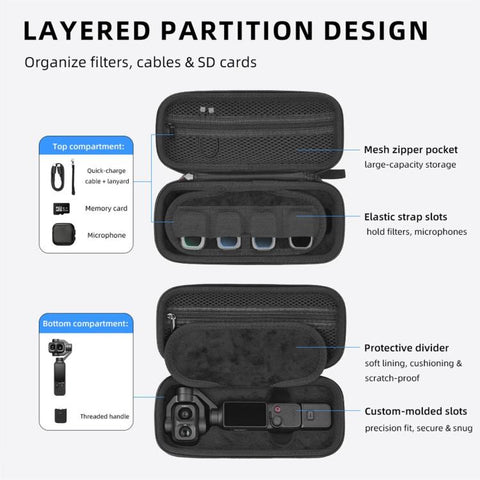 For DJI Osmo Pocket 4P BRDRC Portable Camera Filter Carrying Case