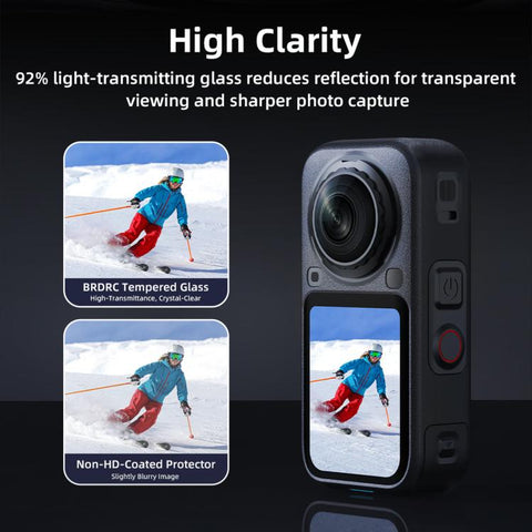 For Insta360 X6 BRDRC Dustproof Tempered Glass Screen Protector